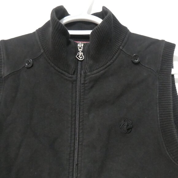 GROGGY | small | Black Sleeveless Zip-Up Sweatshirt Vest | Zip-Up Pockets - Picture 4 of 16
